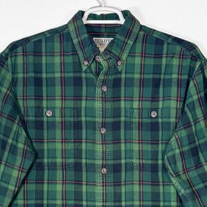 Duluth Trading Co Free Swingin' Flannel Relaxed Fit Shirt Mens L Christmas Plaid